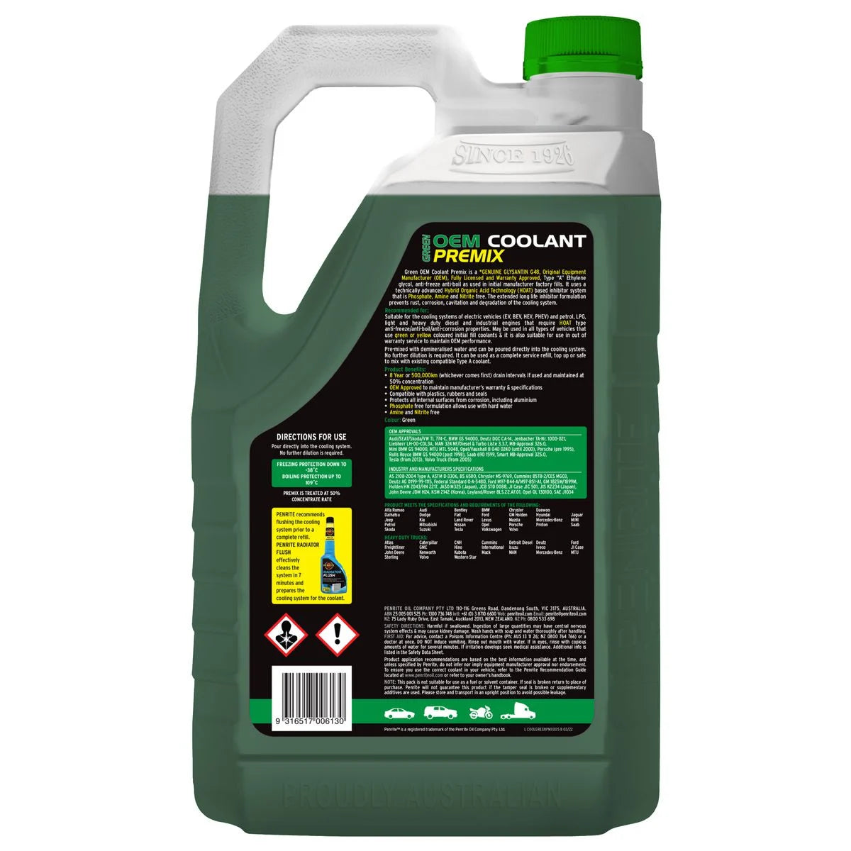 Penrite OEM Approved Green Coolant Premix 5L