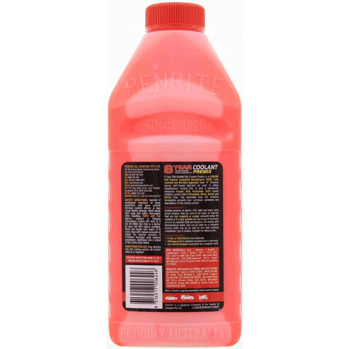 Penrite OEM Approved Red Coolant Premix 1L